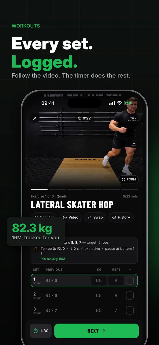 Trainzy · workout player